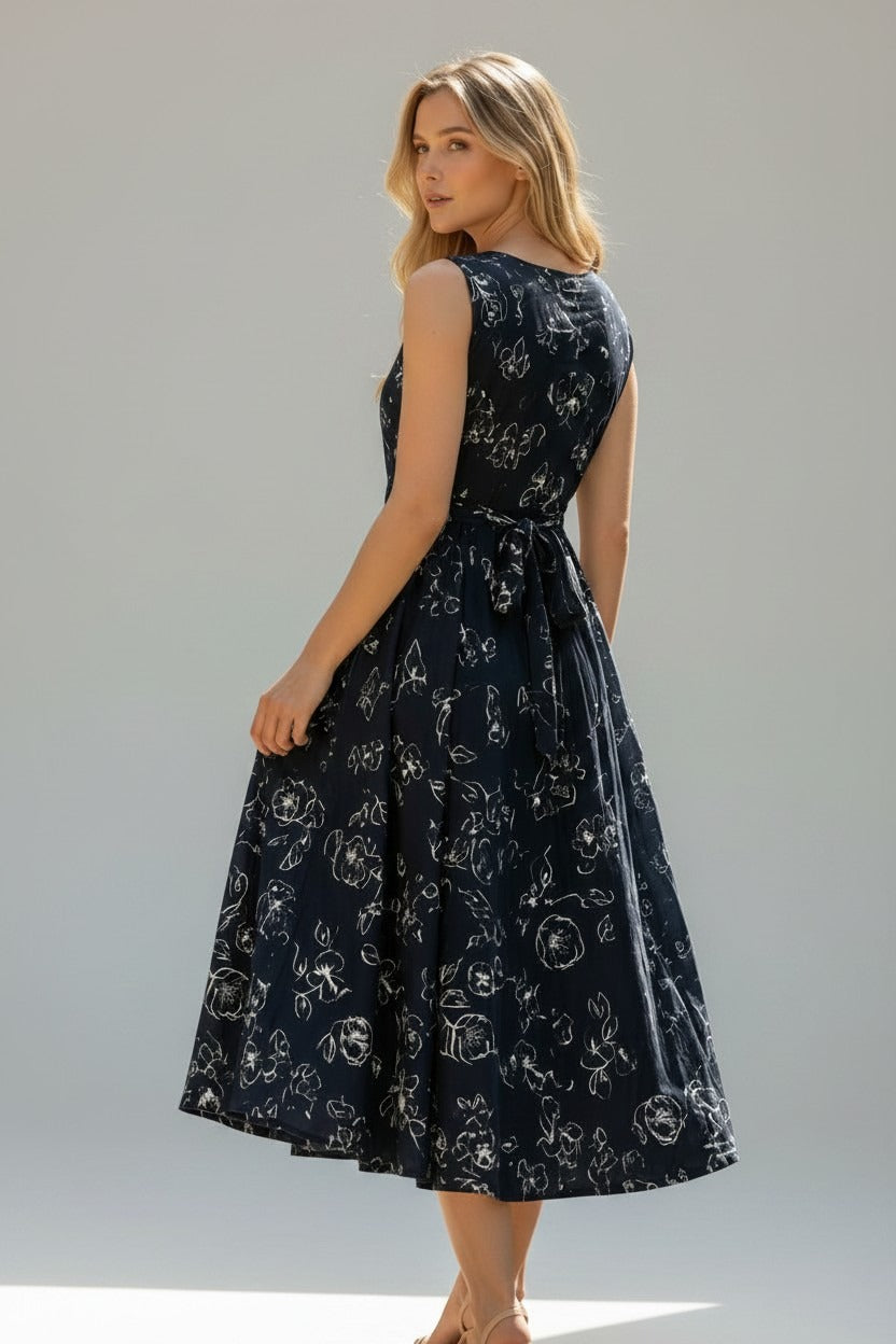 Knee Length Black Rayon Dress