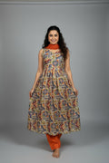 Multicoloured kalamkari Anarkali Suit Set
