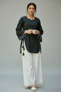 Black Curved Hem with Full Bell sleeves Kurti
